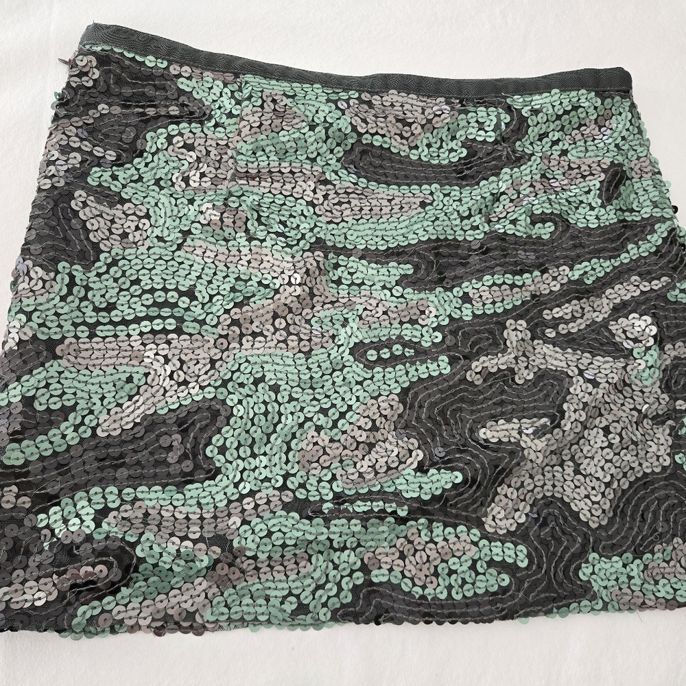 Gudi sequin mini skirt camo green black Size 2